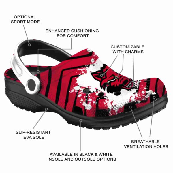 personalized arkansas state red wolves zigzag paint burst clog new arrival