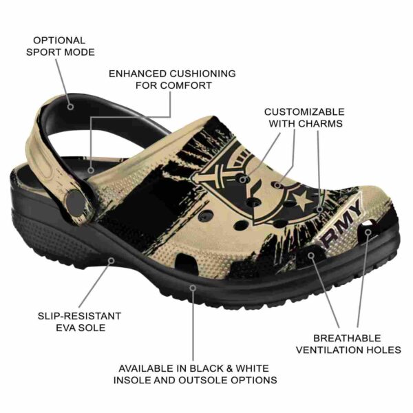 personalized army black knights paint splatter graphics clog new arrival