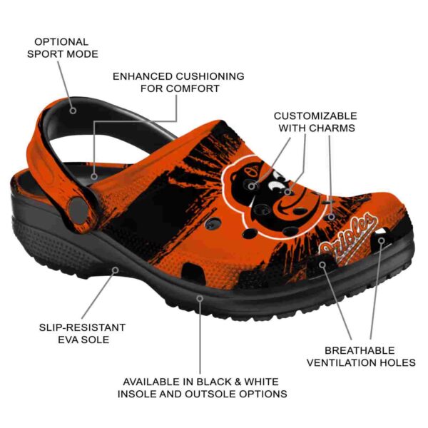 personalized baltimore orioles paint splatter graphics crocs new arrival