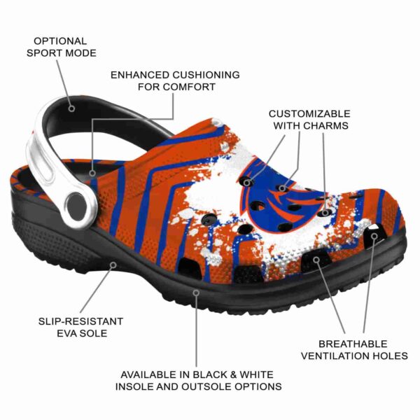 personalized boise state broncos zigzag paint burst clog new arrival