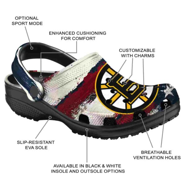 personalized boston bruins patriotic stripes clog new arrival