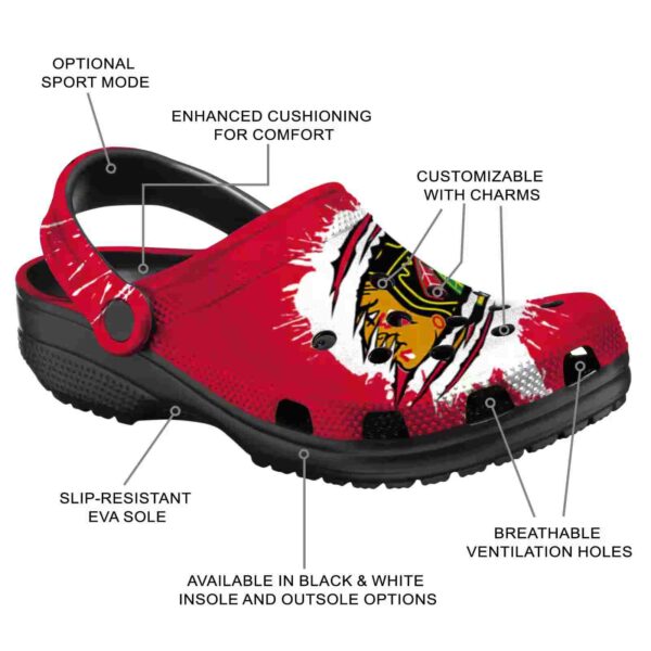 personalized chicago blackhawks splash motif background clog new arrival