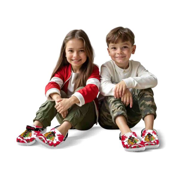 personalized chicago blackhawks splatter pattern clog fashion forward