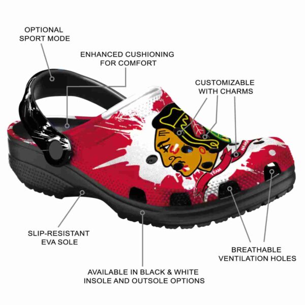 personalized chicago blackhawks splatter pattern clog new arrival