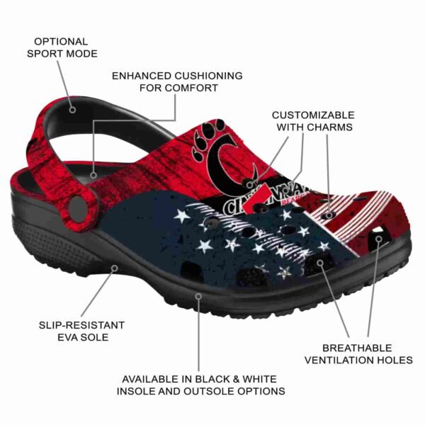 personalized cincinnati bearcats star spangled side pattern clog new arrival