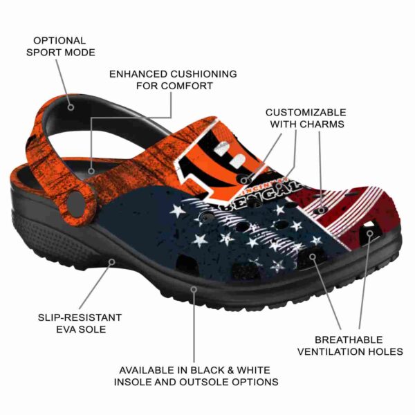 personalized cincinnati bengals star spangled side pattern crocs new arrival