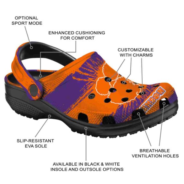 personalized clemson tigers paint splatter graphics crocs new arrival