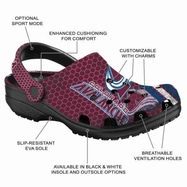 personalized colorado avalanche contrasting stripes clog new arrival