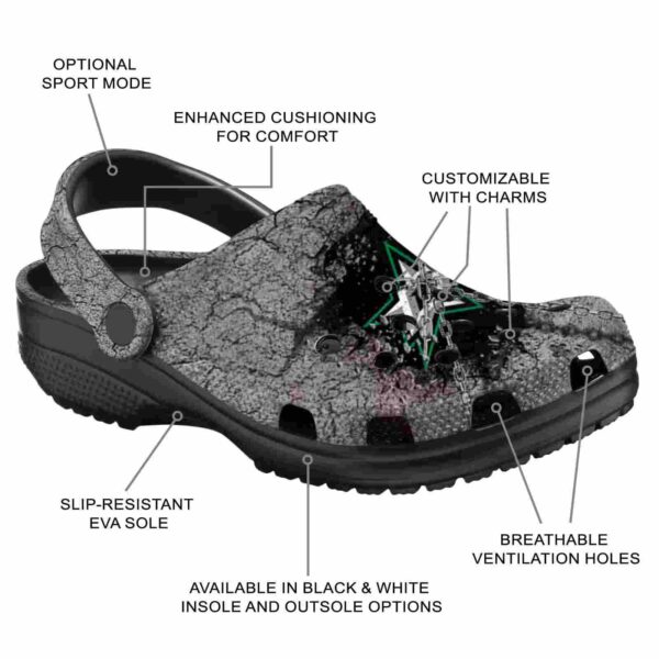 personalized dallas stars cracked ground texture clog new arrival