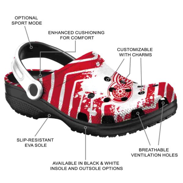 personalized detroit red wings zigzag paint burst clog new arrival