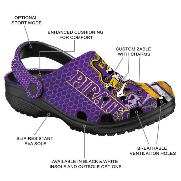 personalized east carolina pirates contrasting stripes clog new arrival