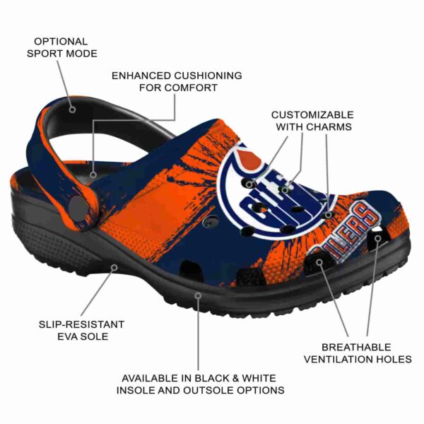 personalized edmonton oilers paint splatter graphics clog new arrival