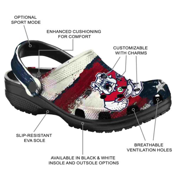 personalized fresno state bulldogs patriotic stripes clog new arrival