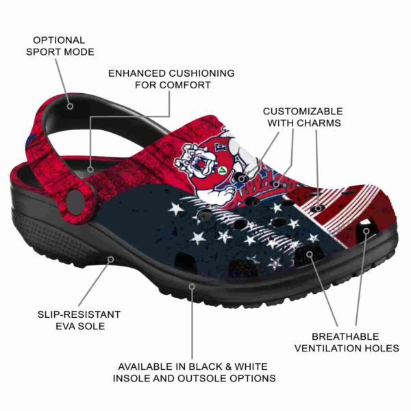personalized fresno state bulldogs star spangled side pattern clog new arrival