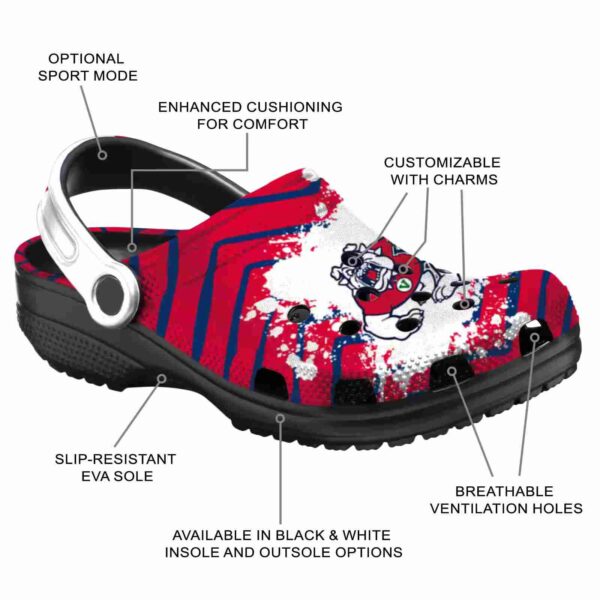 personalized fresno state bulldogs zigzag paint burst clog new arrival