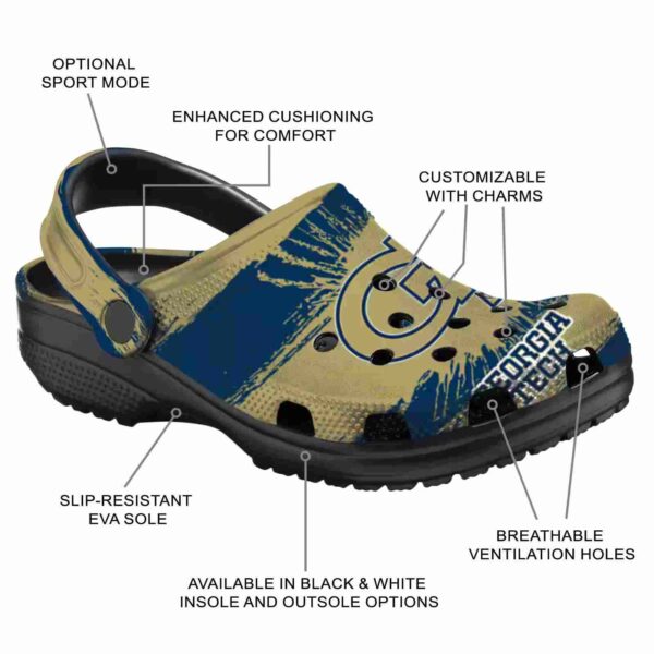 personalized georgia tech yellow jackets paint splatter graphics clog new arrival