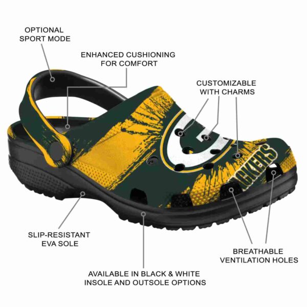 personalized green bay packers paint splatter graphics crocs new arrival