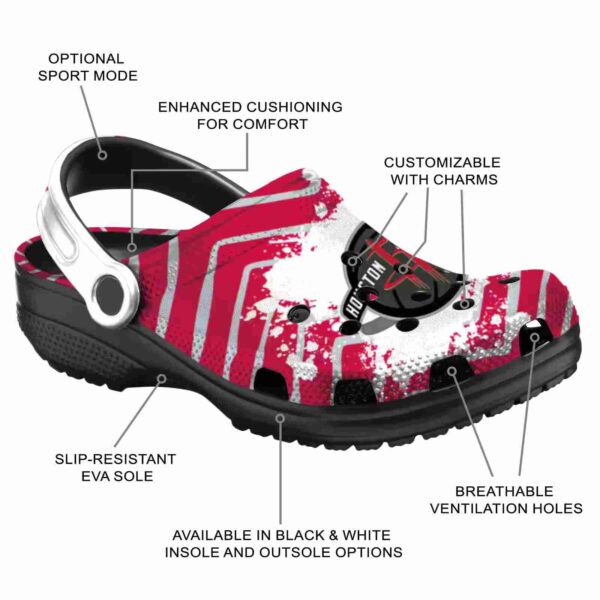 personalized houston rockets zigzag paint burst clog new arrival