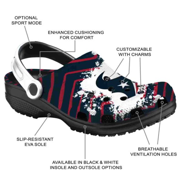 personalized houston texans zigzag paint burst crocs new arrival