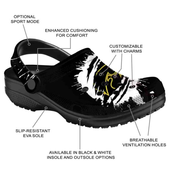 personalized iowa hawkeyes splash motif background crocs new arrival