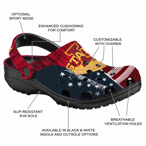 personalized iowa state cyclones star spangled side pattern clog new arrival