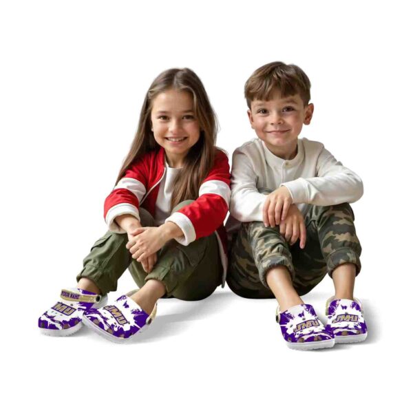 personalized james madison dukes splatter pattern clog fashion forward