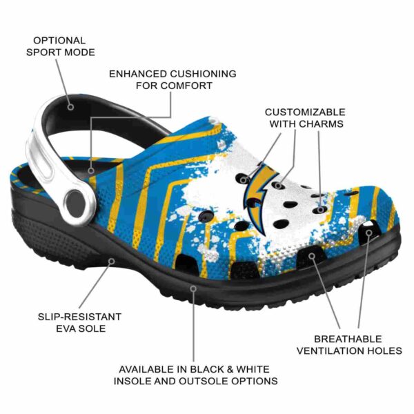 personalized los angeles chargers zigzag paint burst crocs new arrival