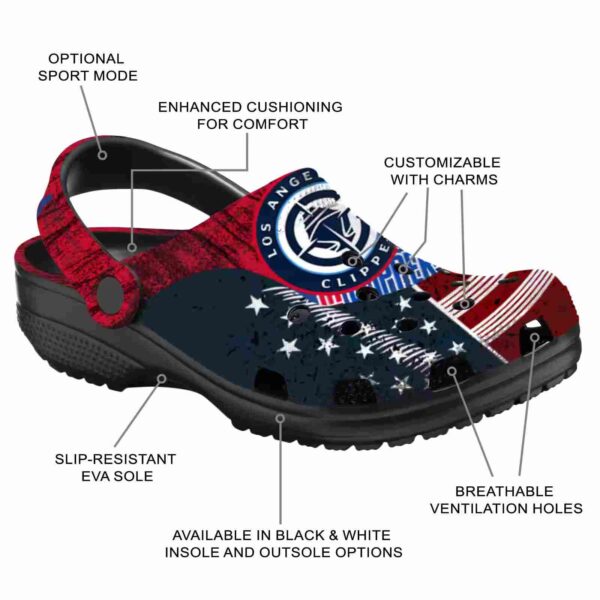 personalized los angeles clippers star spangled side pattern clog new arrival