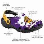 personalized los angeles lakers splatter pattern crocs fashion forward