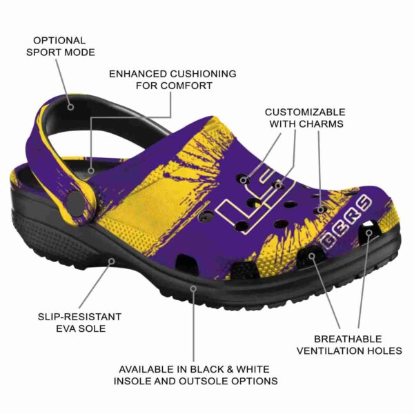 personalized lsu tigers paint splatter graphics crocs new arrival