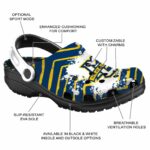 personalized marquette golden eagles zigzag paint burst clog best selling