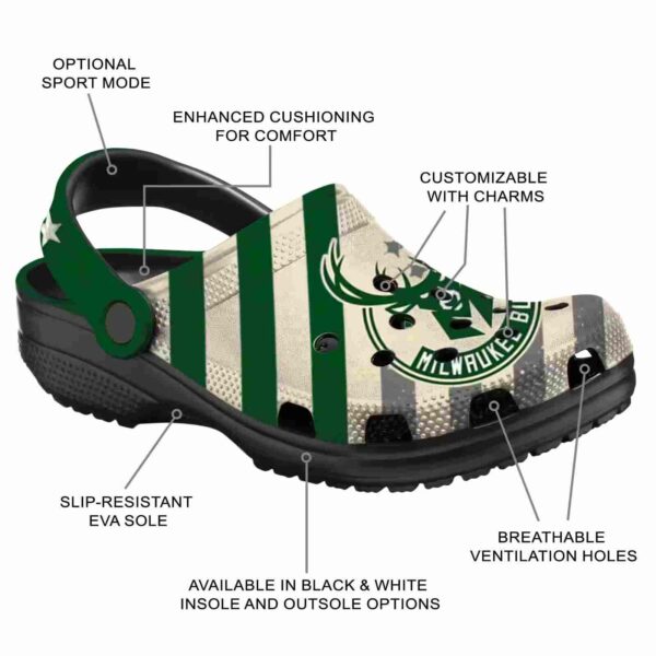 personalized milwaukee bucks star spangled graphic clog new arrival