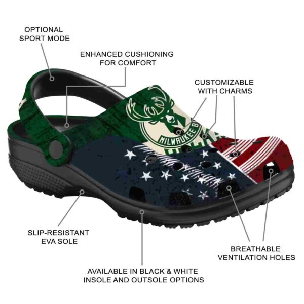 personalized milwaukee bucks star spangled side pattern clog new arrival