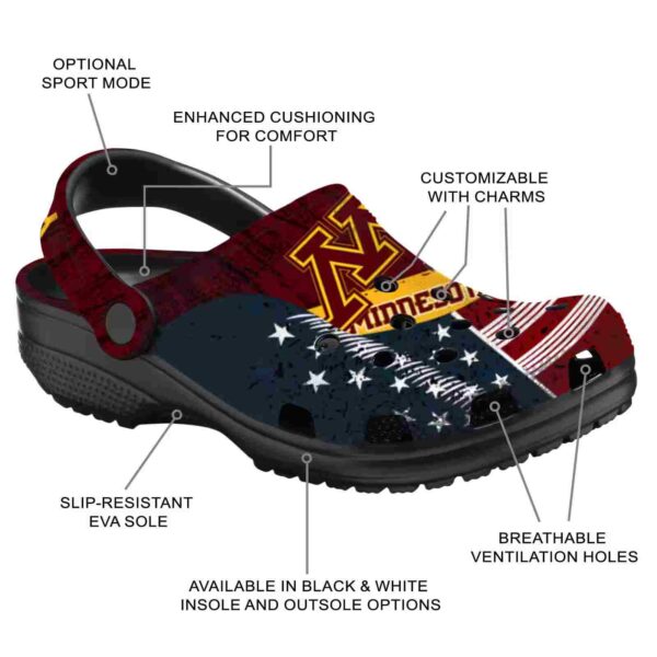 personalized minnesota golden gophers star spangled side pattern clog new arrival