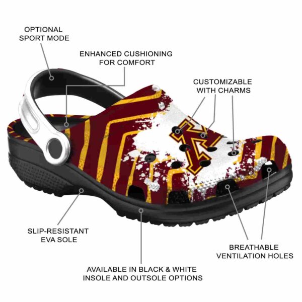 personalized minnesota golden gophers zigzag paint burst clog new arrival