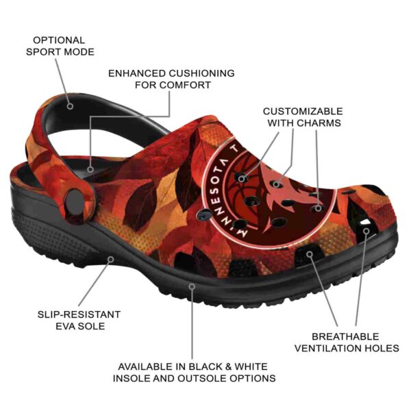 personalized minnesota timberwolves autumn leaves clog new arrival