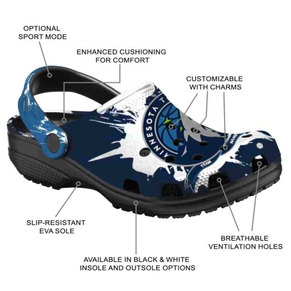 personalized minnesota timberwolves splatter pattern clog new arrival