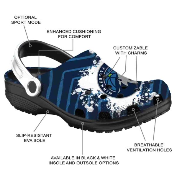 personalized minnesota timberwolves zigzag paint burst clog new arrival