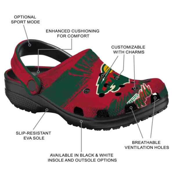 personalized minnesota wild paint splatter graphics clog new arrival