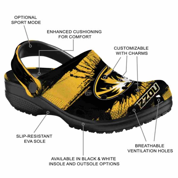 personalized missouri tigers paint splatter graphics clog new arrival