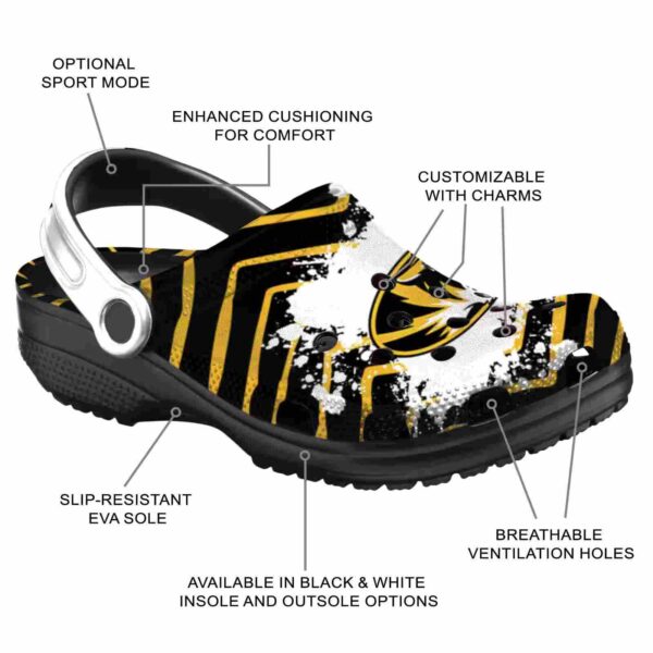 personalized missouri tigers zigzag paint burst clog new arrival