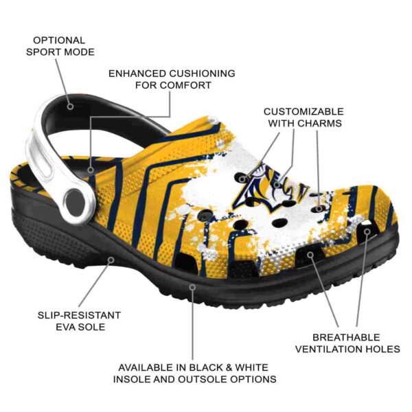 personalized nashville predators zigzag paint burst clog new arrival