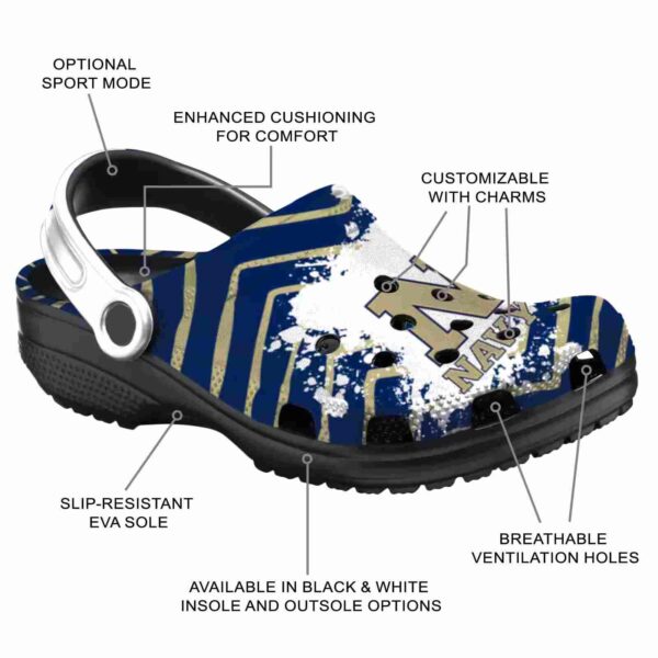 personalized navy midshipmen zigzag paint burst clog new arrival