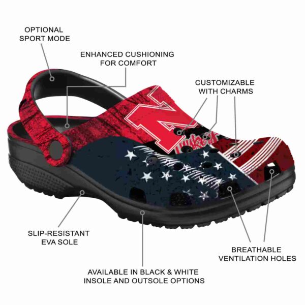personalized nebraska cornhuskers star spangled side pattern crocs new arrival