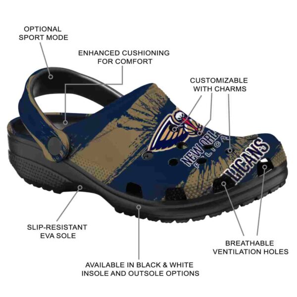 personalized new orleans pelicans paint splatter graphics clog new arrival