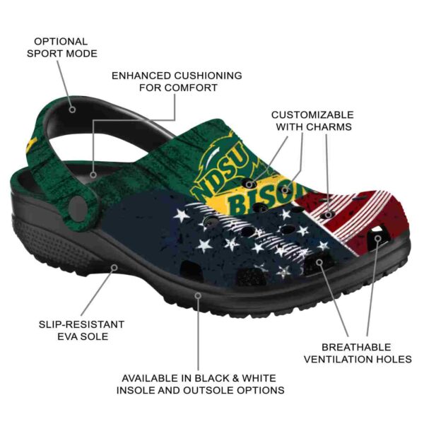 personalized north dakota state bison star spangled side pattern clog new arrival