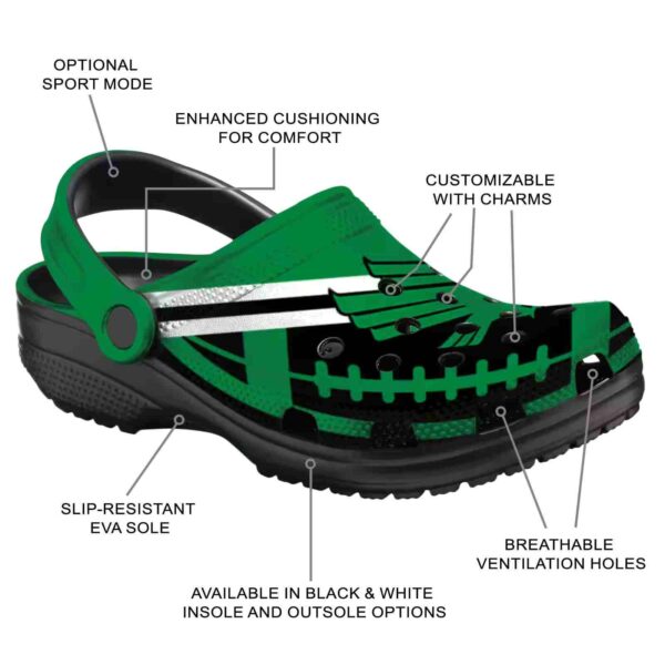 personalized north texas mean green football motif clog new arrival
