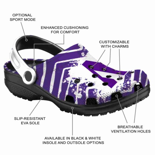 personalized northwestern wildcats zigzag paint burst clog new arrival