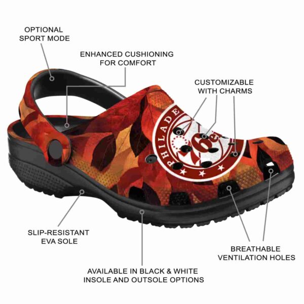 personalized philadelphia 76ers autumn leaves clog new arrival