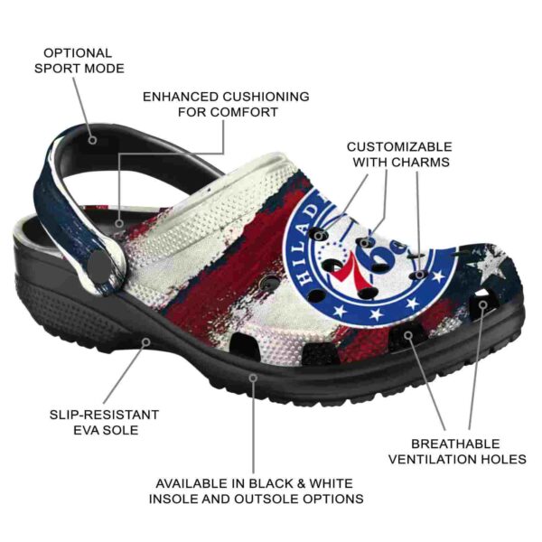 personalized philadelphia 76ers patriotic stripes clog new arrival